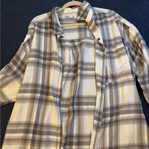 Hollister Gray and White Plaid Casual Shirt